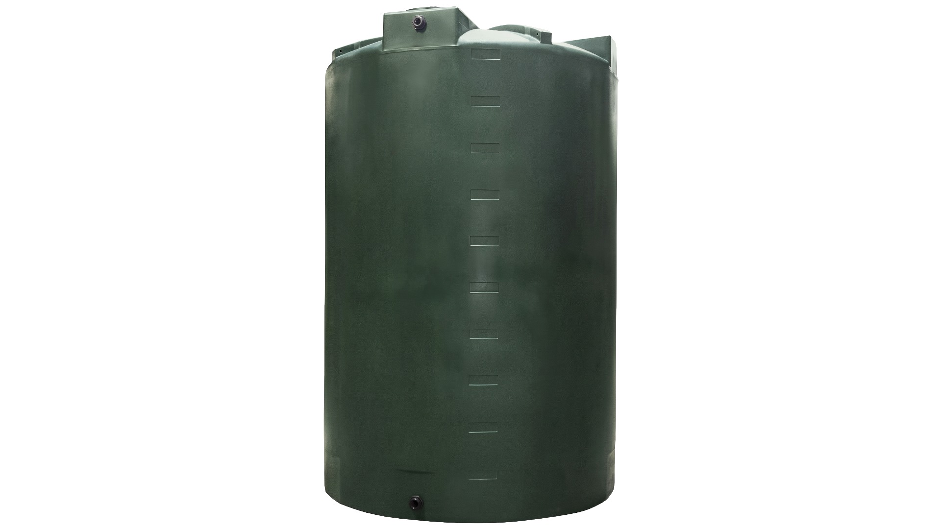 An image showing a dark green, high capacity high density polyethylene water storage tank on a plain white background